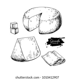Gouda cheese block drawing
