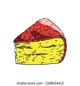 gouda cheese hand drawn vector. dutch piece, edam block, hard yellow gauda slice gouda cheese sketch. isolated color illustration
