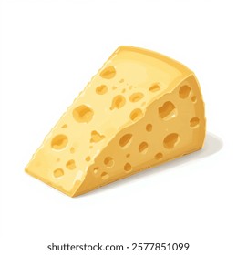 Gouda cheese slice isolated on a  white background. Vector illustration.