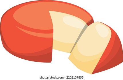 Gouda Round Block With Cheese Slice Cartoon Icon