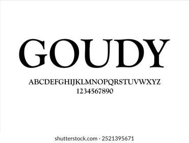 Goudy font for logo and headline. Isolated vector typeset