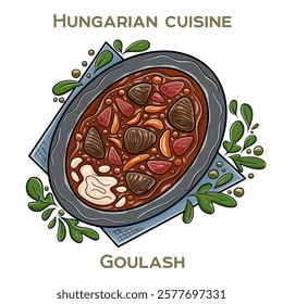 Goulash is a hearty Hungarian stew made with beef, onions, paprika, and various spices, often served with noodles or dumplings.