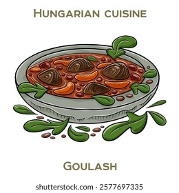 Goulash is a hearty Hungarian stew made with beef, onions, paprika, and various spices, often served with noodles or dumplings.