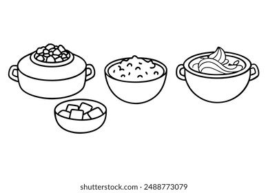 Goulash Line Art Design Monochrome Hungarian Dish Illustration