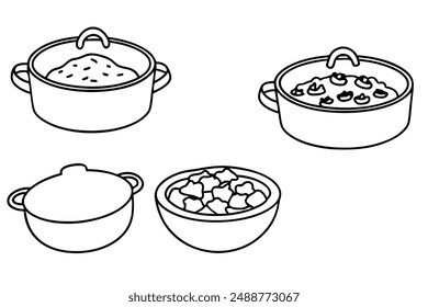 Goulash Line Art Hungarian Cuisine Hand Drawn Dish Illustration Design