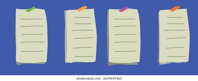 goup of paper notes with black space illustration.eps