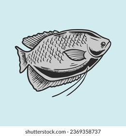 ilustración del vector de la mano de la carpa de gourami