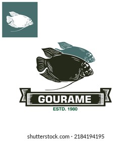 gourami fish logo, silhouette of great fresh water fish seimming, vector illustrations