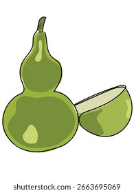 Gourd in continuous line pattern on white background.