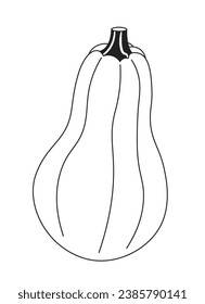 Gourd fall plant black and white 2D cartoon object. Thanksgiving nutritious healthy food. Autumn harvest festival. Vegetable isolated vector outline item. November monochromatic flat spot illustration