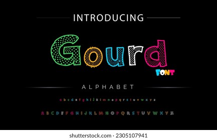 Gourd Funky colorful cartoon font type. Vector alphabet