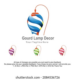 Gourd Lamp Decor logo. Lamp Logo. Interior minimalist room. gallery furniture logo design vector. 3d idea logo