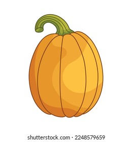 Gourd, pumpkin, flat cartoon illustration. Simple cartoon vegetable icon. Autumn illustration. Clipart element for design for Thanksgiving, Halloween, Harvest Festival