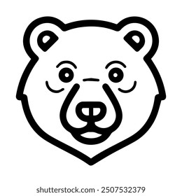 Gourmand Bear logo or modern line icon. Vector line art and icon design with bold outline. Black and white Pixel Perfect minimalistic symbol isolate white background. Creative logotype