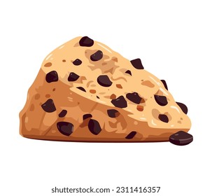 Gourmet bread slice with fresh chocolate icon isolated