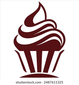 Gourmet Brownie Cupcake Logo Vector Art Illustration