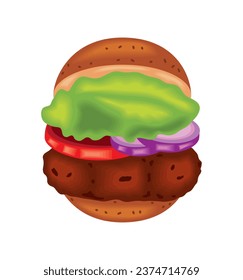 gourmet burger delicious illustration isolated