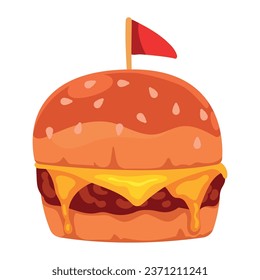 gourmet burger with flag illustration isolated