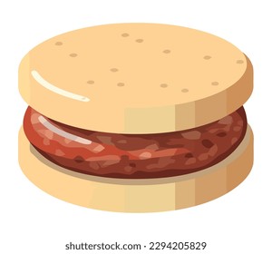 Gourmet burger meal with fresh meat stack isolated