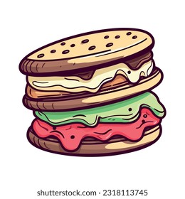 Gourmet burger on a plate icon isolated