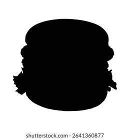 Gourmet burger silhouette juicy patty cheese onion rings lettuce isolated on white background