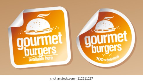 Conjunto de adesivos de hambúrgueres gourmet.