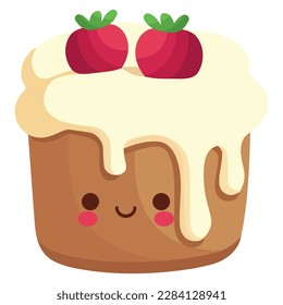 Gourmet cake icon with strawberries over white