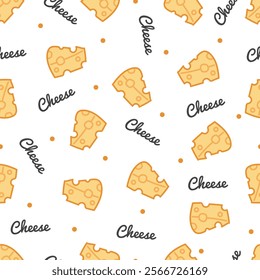 Gourmet Cheese Playful Dairy Slices Pattern. Perfect for kitchen accessories, wrapping paper, or textile designs in culinary settings. Ideal for food enthusiasts and cheese lovers alike.