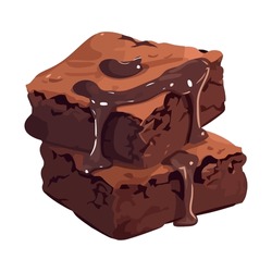 Gourmet Chocolate Brownie Slices, A Sweet Snack Icon Isolated
