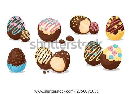 Gourmet Chocolate Easter Eggs Collection with Decorative Toppings and Creamy Fillings.