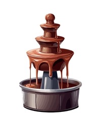 Gourmet Chocolate Fountain With Cream Icing Icon Isolated