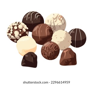 Gourmet chocolate truffle balls in cute variations icon isolated