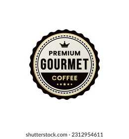 Etiqueta de café gourmet o vector de sello de café Gourmet premium aislado en estilo plano. Etiqueta de café gourmet para el elemento de diseño del embalaje del producto. Sello de café gourmet para el elemento de diseño del embalaje.