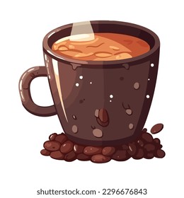 Gourmet coffee mug and steam icon isolated