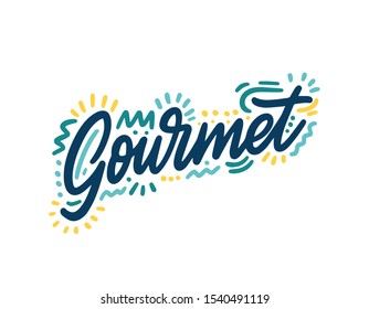 Gourmet concept text logo design template. Design for banner, presentation, background, poster. Editable vector EPS 10 illustration.