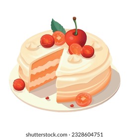 Pastel de postre gourmet, icono de dulce dulce de dulce aislado