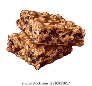 Pila de postres gourmet, icono de cruje de galletas de chocolate aislado