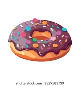Gourmet donut with chocolate icing decoration icon isolated
