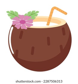 Gourmet drink coconut cocktail icon isolated