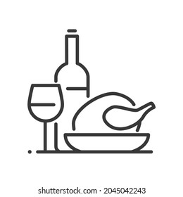 Gourmet food - vector line design single isolated icon
