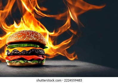Gourmet fresh delicious homemade hamburger. Grilled gourmet hamburger. American cuisine Fast food. Vector.