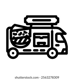 gourmet grilled cheese food truck line icon vector. gourmet grilled cheese food truck sign. isolated contour symbol black illustration