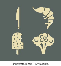 gourmet icon set with broccoli, ice cream and shrimp vector illustration
