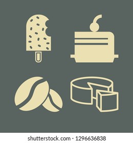 gourmet icon set with coffee beans, cake and ice cream vector illustration