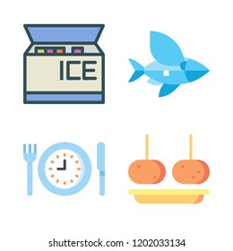 gourmet icon set. vector set about ice cream, flying fish, croquette and restaurant icons set.