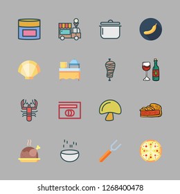 gourmet icon set. vector set about lobster, bananas, soup and clam icons set.
