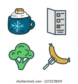 gourmet icon set. vector set about menu, chocolate, sausage and broccoli icons set.