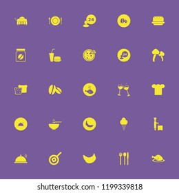 gourmet icon. gourmet vector icons set banana, plate folk knife, mushrooms and bread slices