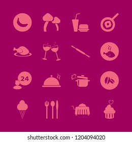 gourmet icon. gourmet vector icons set mushrooms, fast food, cupcake heart and room service