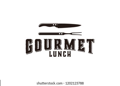 Gourmet, Kitchen, Knife, Bbq Logo Designs Inspiration Isolated On White Background